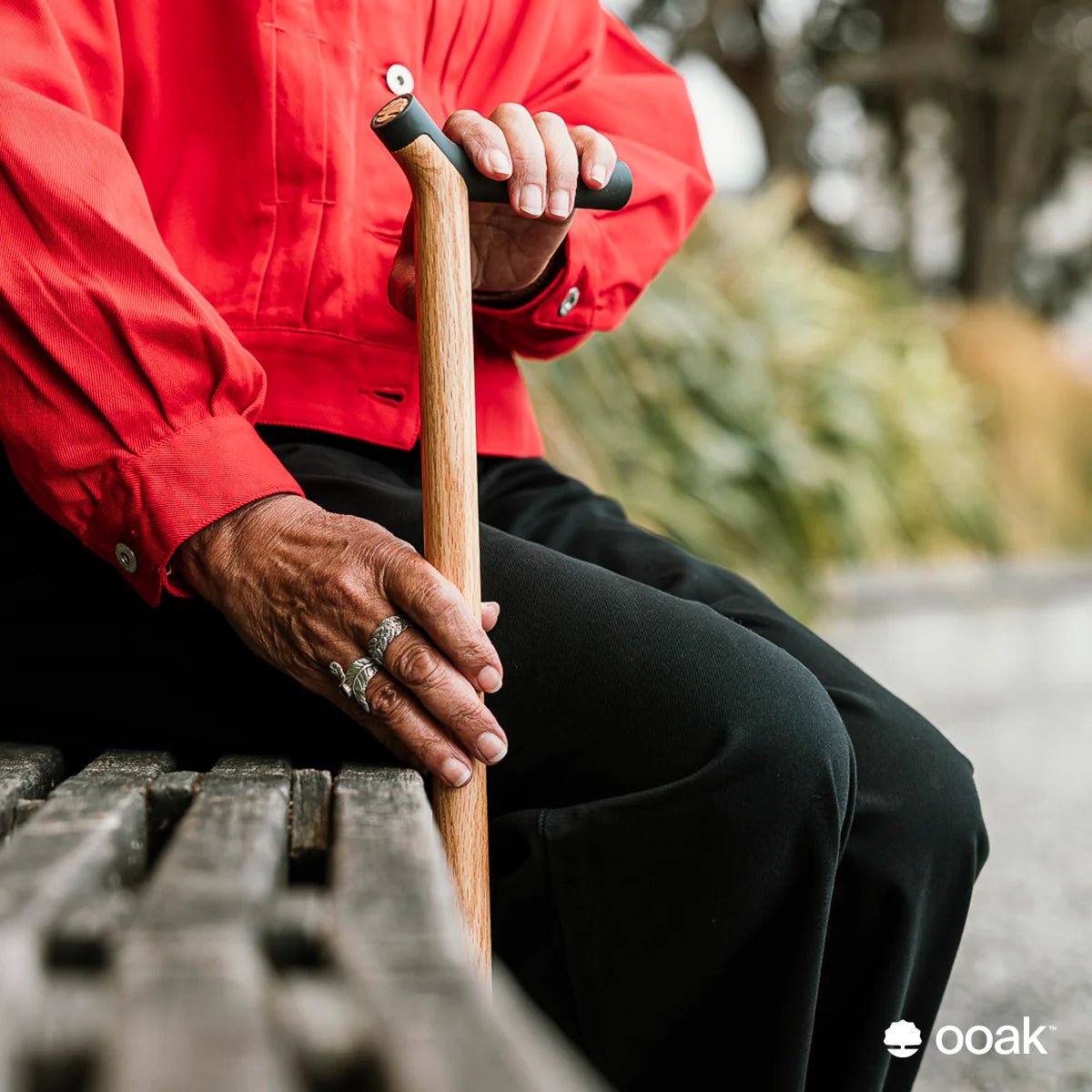 Ooak - Uno Walking Stick, Graphite &amp; Oak - The Flower Crate