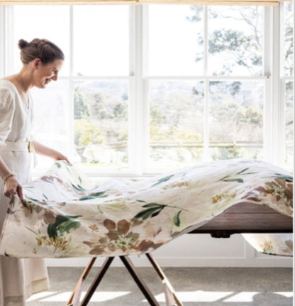 Peony Study Linen Tablecloth - Bespoke Letterpress - The Flower Crate