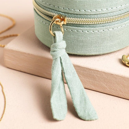 Quilted Mini Round Travel Jewellery Case - The Flower Crate