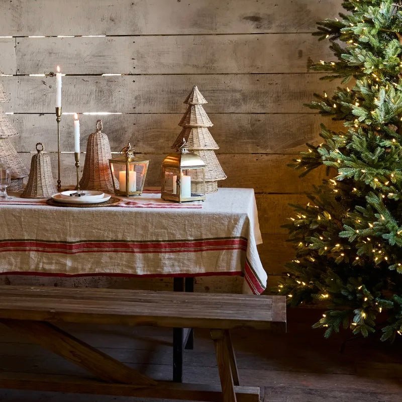 Red Selvedge Stripe Linen Tablecloth - The Flower Crate