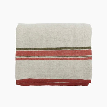 Red Selvedge Stripe Linen Tablecloth - The Flower Crate