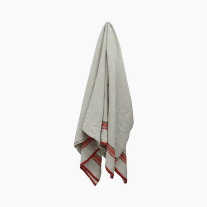 Red Selvedge Stripe Linen Tablecloth - The Flower Crate