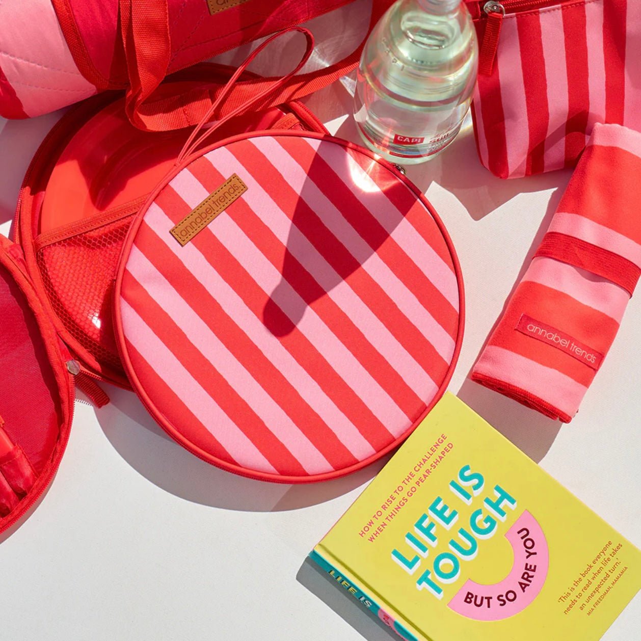 Red Stripe Round Plate Picnic Set - The Flower Crate