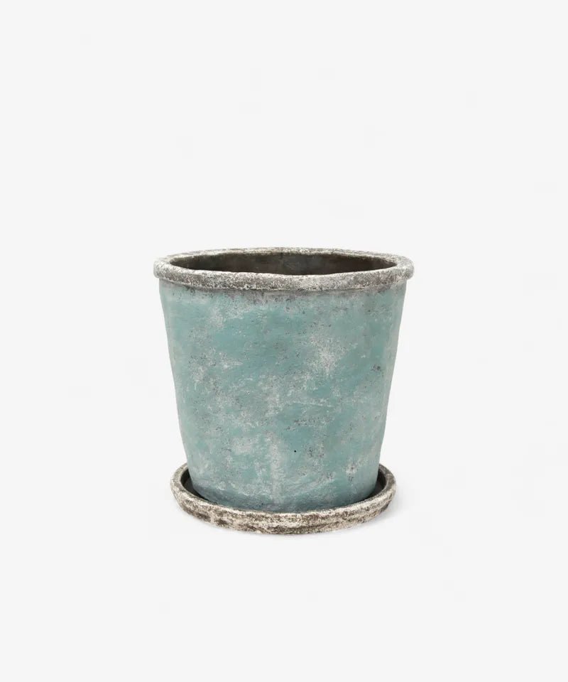 Sea Blue Plant Pot &amp; Saucer - The Flower Crate