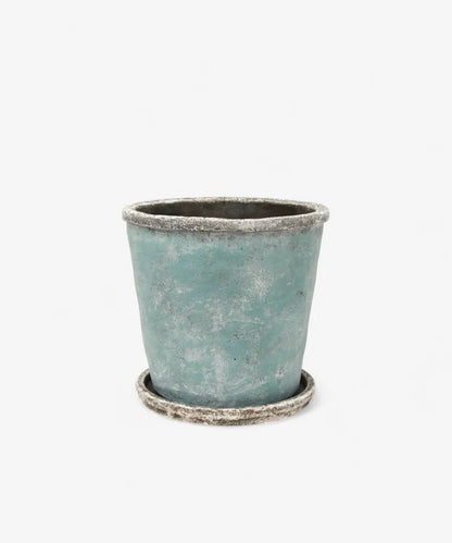 Sea Blue Plant Pot &amp; Saucer - The Flower Crate