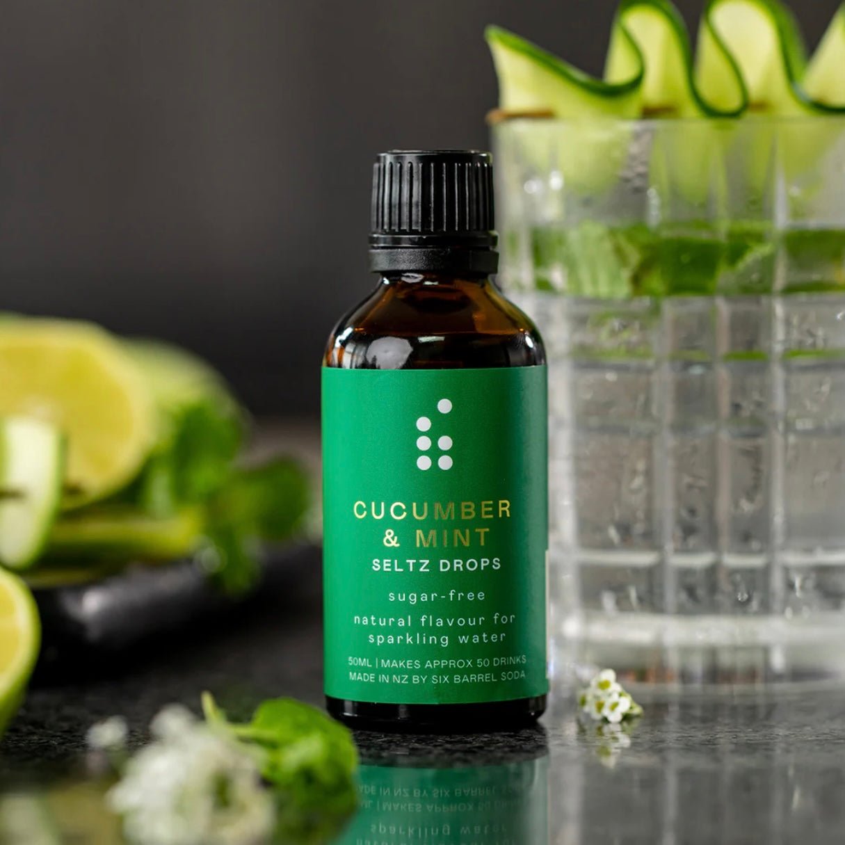 Six Barrel Soda - Cucumber &amp; Mint Seltz Drops - The Flower Crate