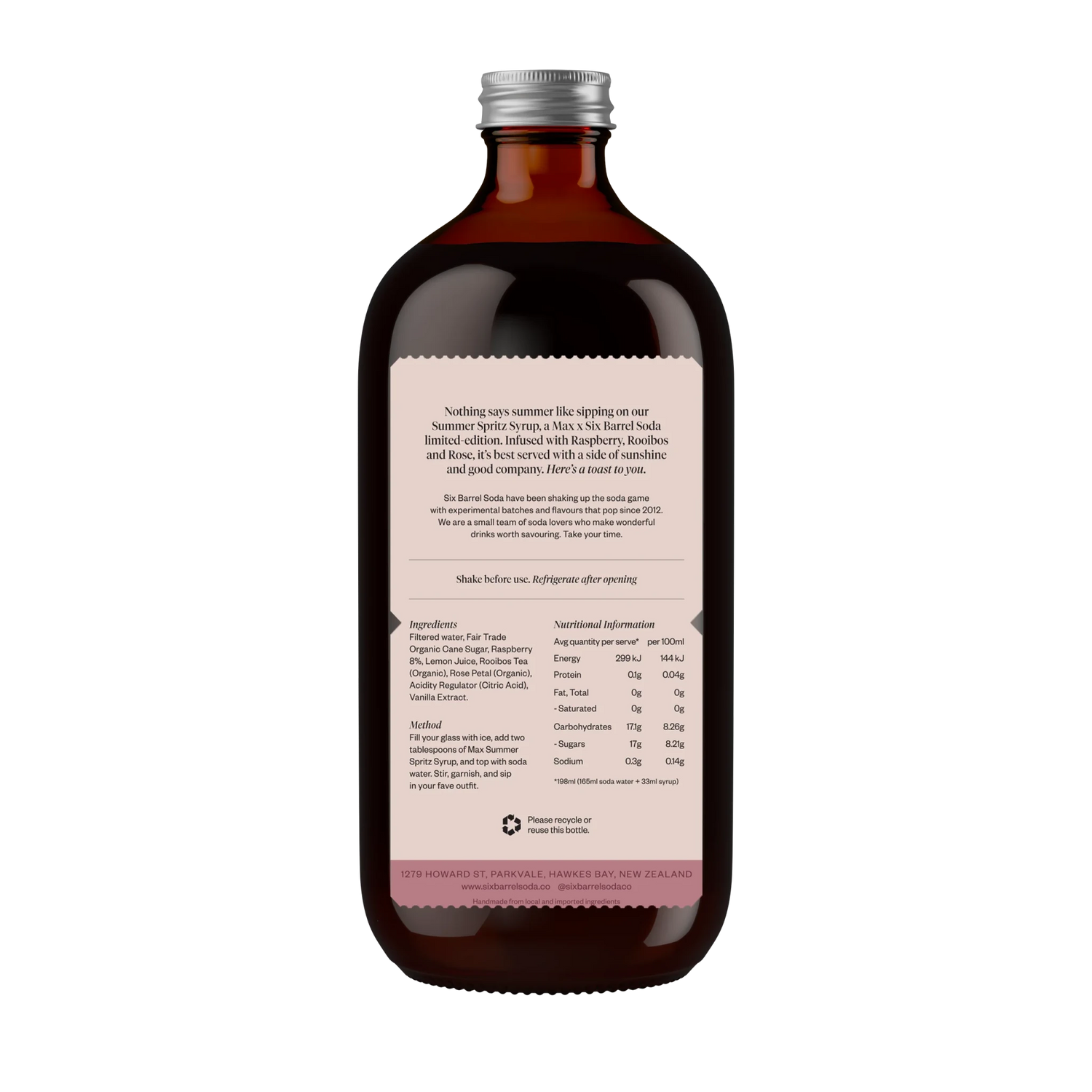 Six Barrel Soda - Raspberry &amp; Rooibos Summer Spritz - The Flower Crate