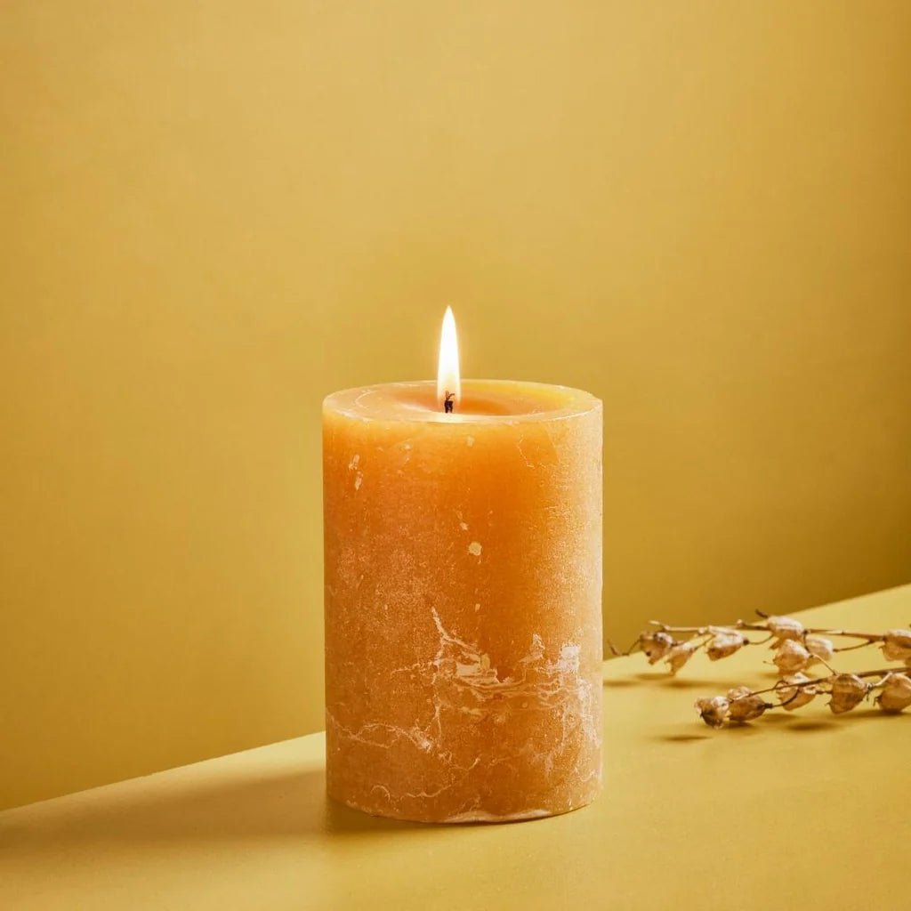 St. Eval - Pillar Folk Candle, Amber - The Flower Crate