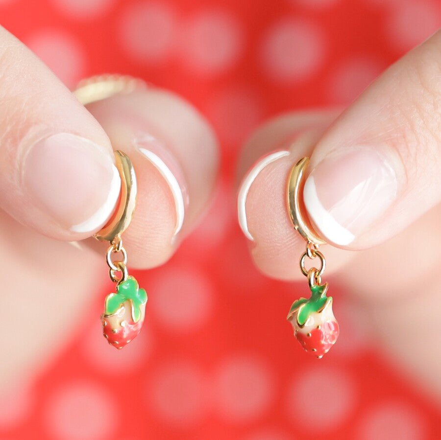 Strawberry Huggie Hoops - The Flower Crate