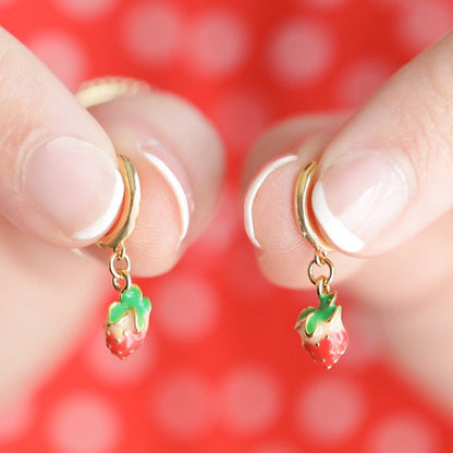 Strawberry Huggie Hoops - The Flower Crate