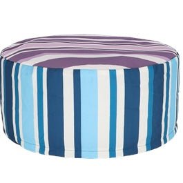 Striped Outdoor Pouffe - Blue - The Flower Crate