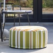 Striped Outdoor Pouffe - Green - The Flower Crate