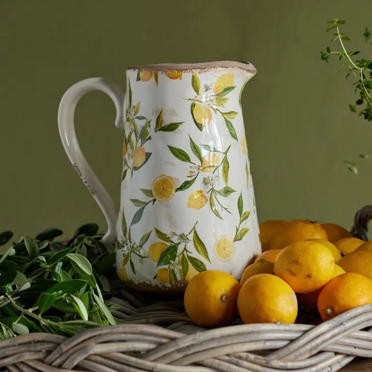 Tall Botanical Lemon Jug - The Flower Crate