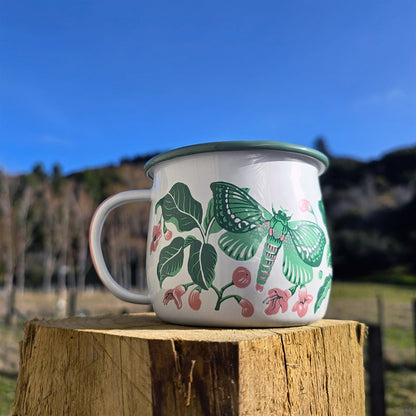 Tanya Wolfcamp Enamel Mug - Puriri Moths - The Flower Crate
