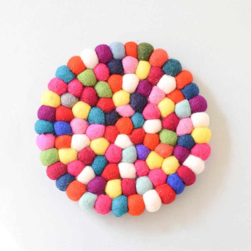 Tara Treasures - Colourful Felt Teapot Trivet, 20cm - The Flower Crate