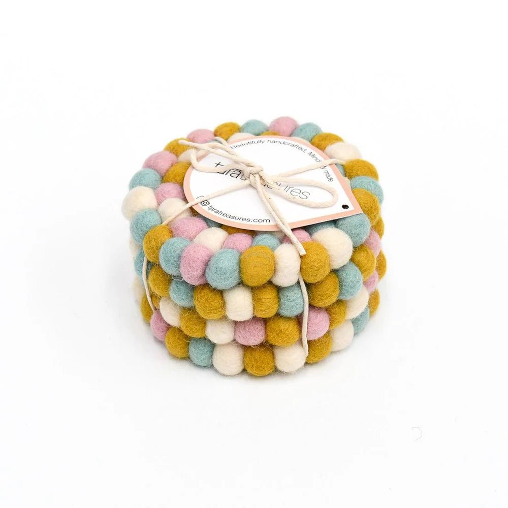 Tara Treasures - Pastel Jellybean Felt Coaster Set - The Flower Crate