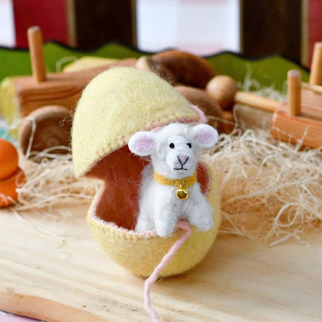 Tara Treasures - Surprise Felt Egg with Lamb - The Flower Crate