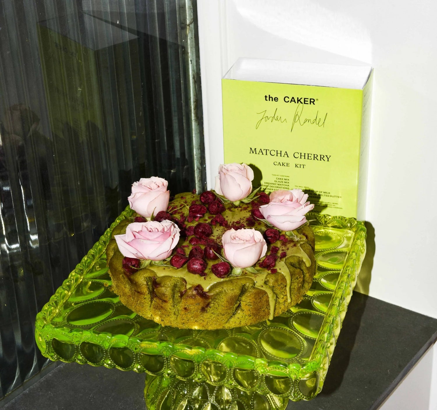 The Caker - Matcha Cherry Cake Kit - The Flower Crate