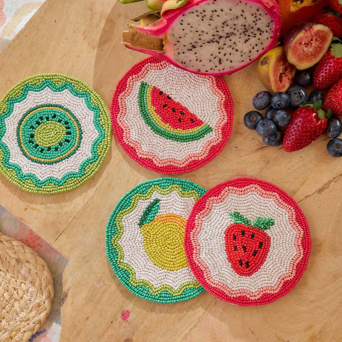 Tropicana Beaded Coaster Set - The Flower Crate