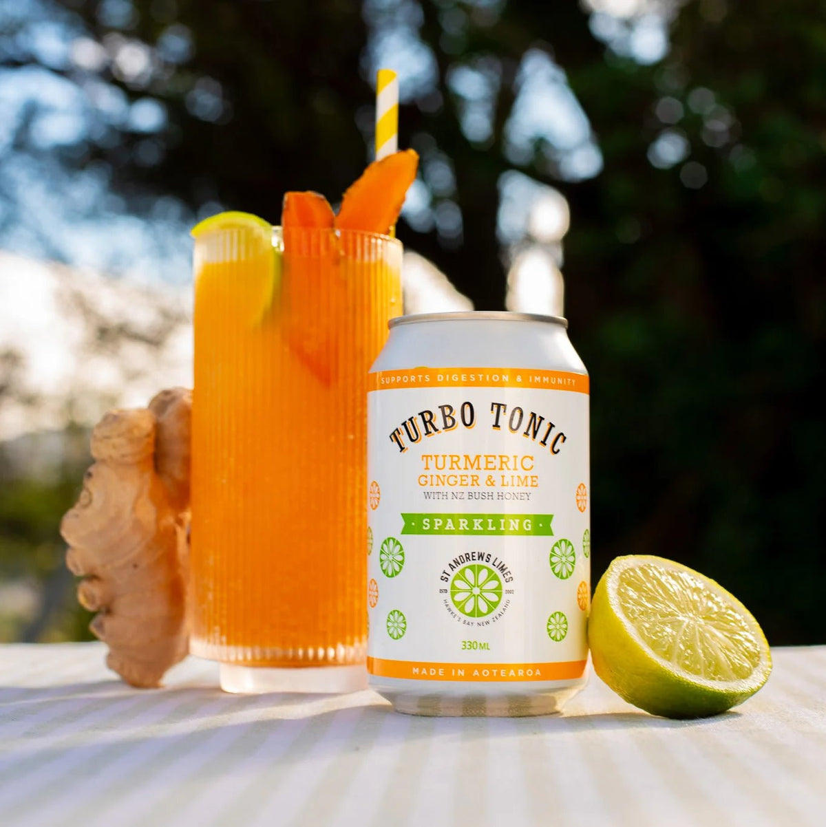 Turbo Tonic - Sparkling Turmeric, Ginger &amp; Lime - The Flower Crate