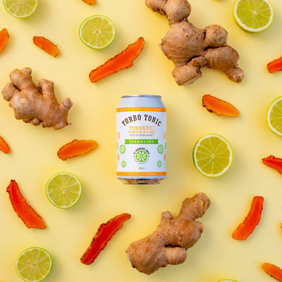 Turbo Tonic - Sparkling Turmeric, Ginger & Lime - The Flower Crate