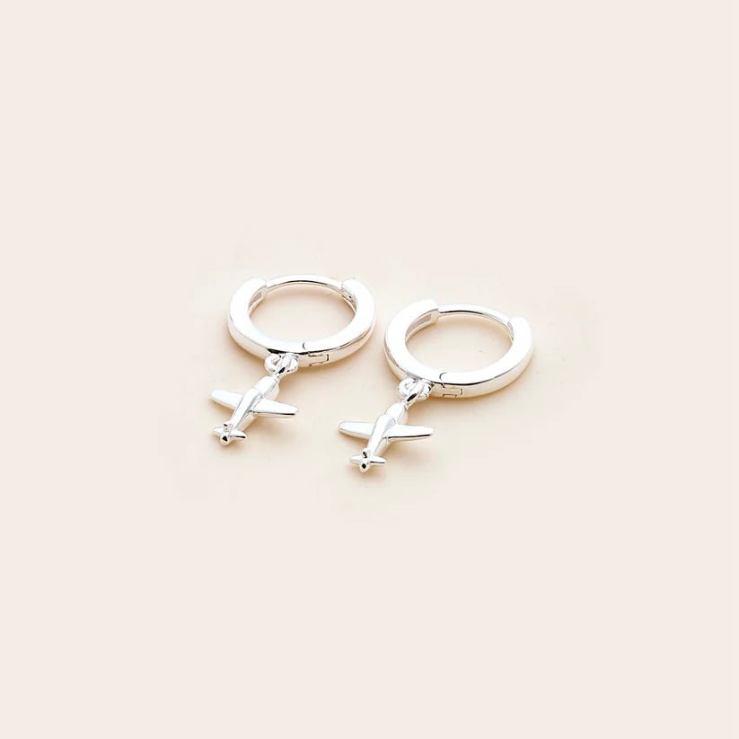 Whistle &amp; Pop - High Country Aviator Huggies, Sterling Silver - The Flower Crate