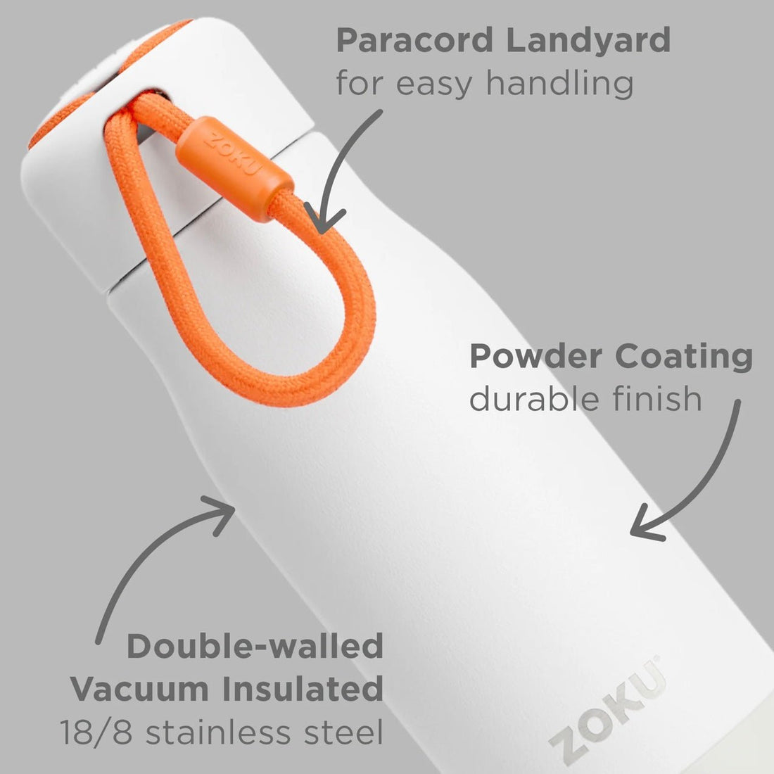 Zoku - 18oz Stainless Steel Vacuum Insulated Water Bottle - The Flower Crate