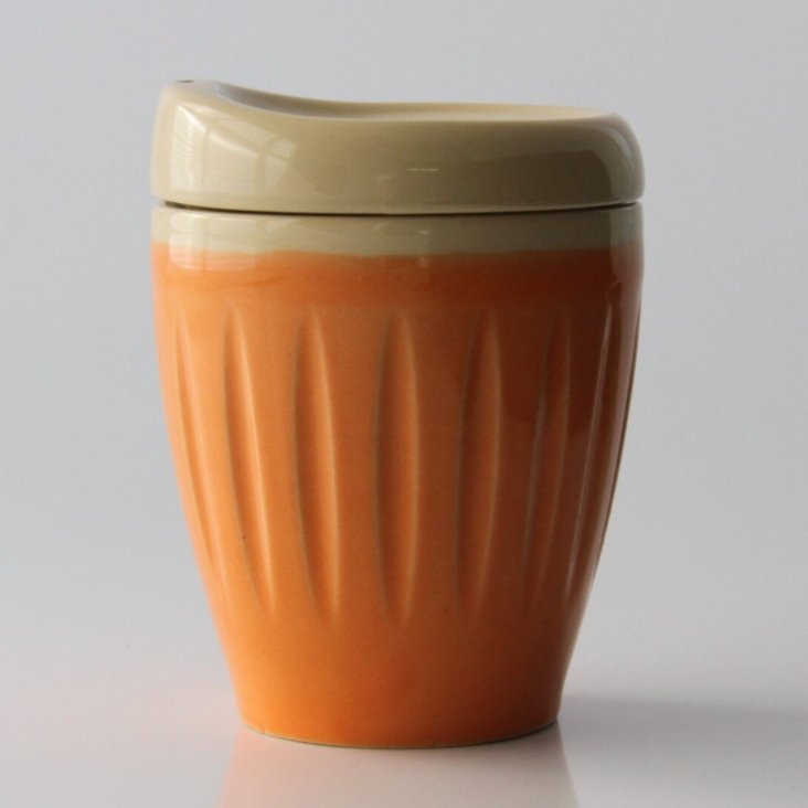 Deksel Cup Lyttelton Pottery large orange