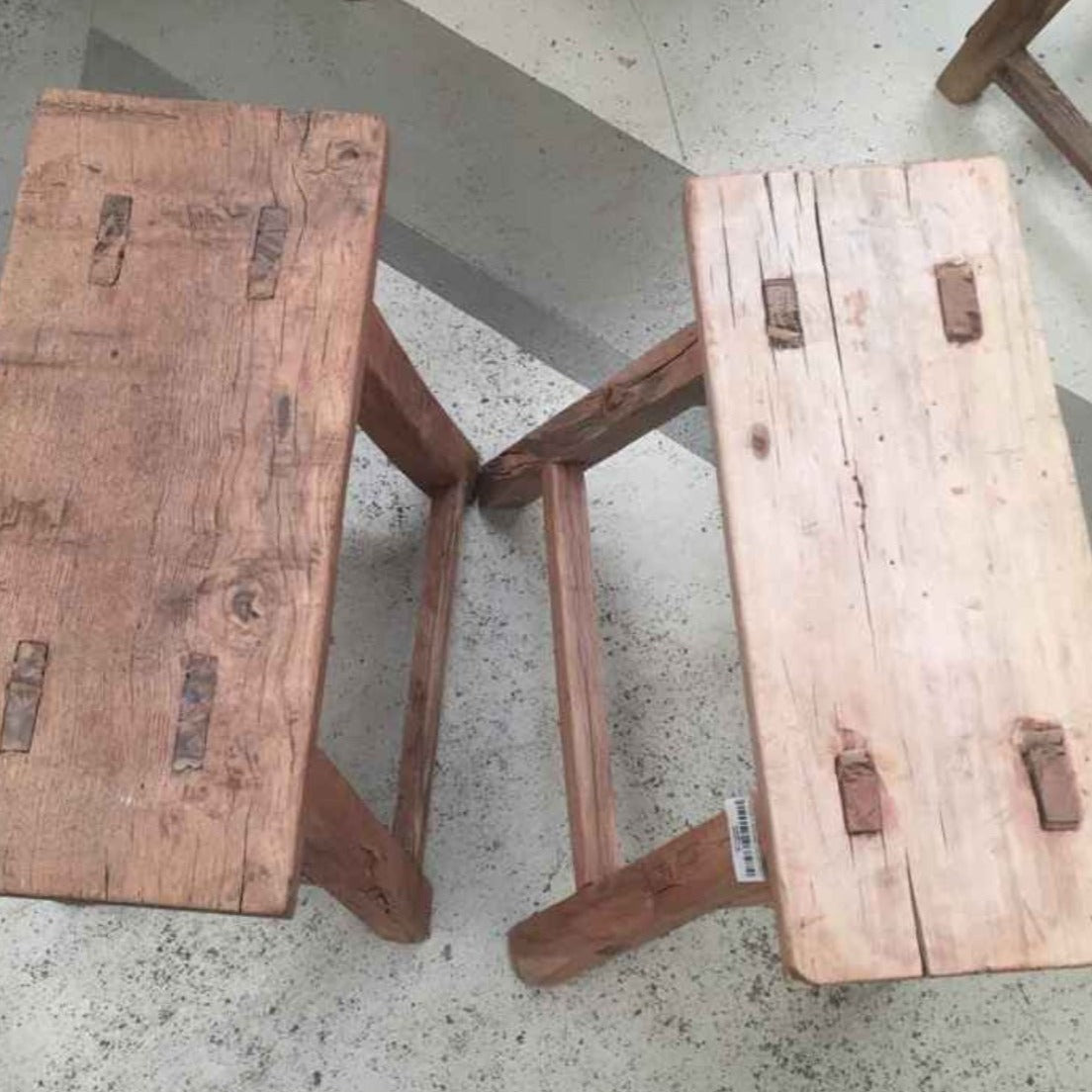 Antique Wooden Stool - The Flower Crate