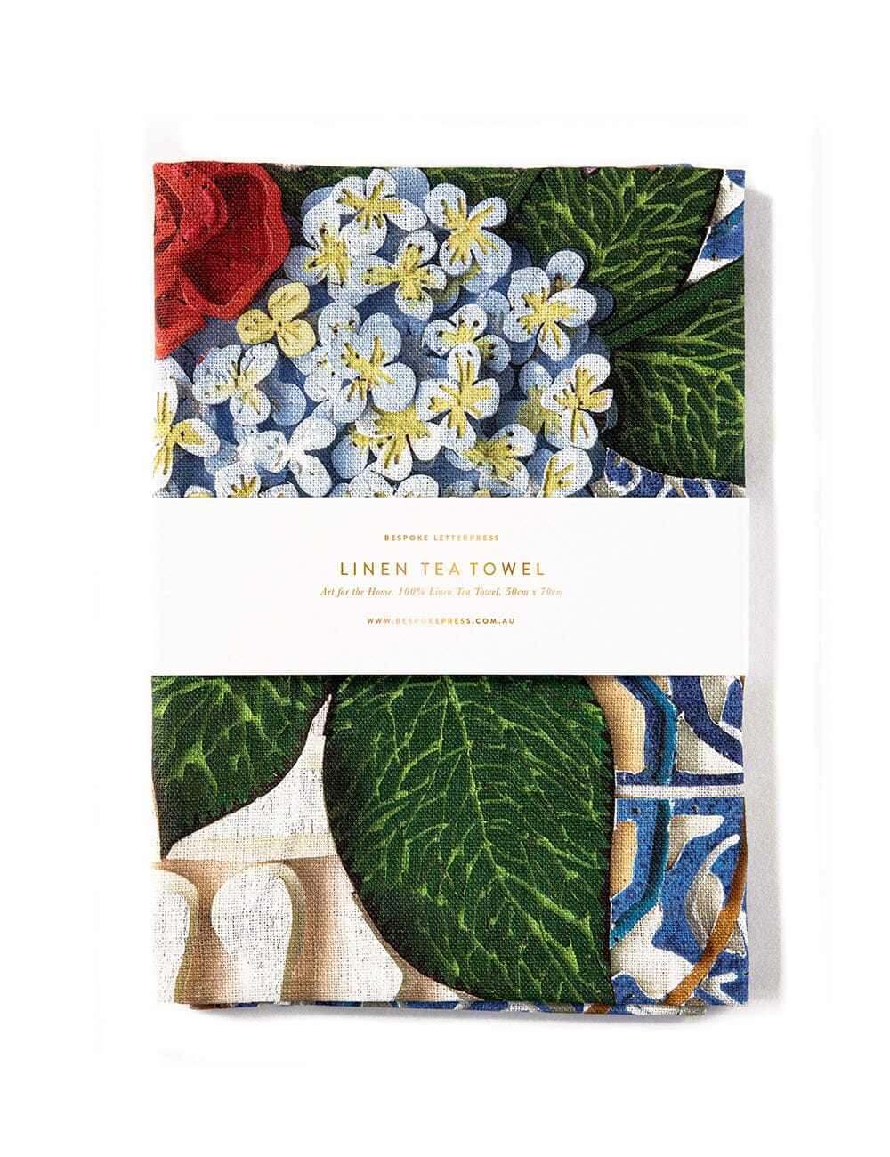 Bespoke Letterpress - Hydrangea 100% Linen Tea Towel - The Flower Crate