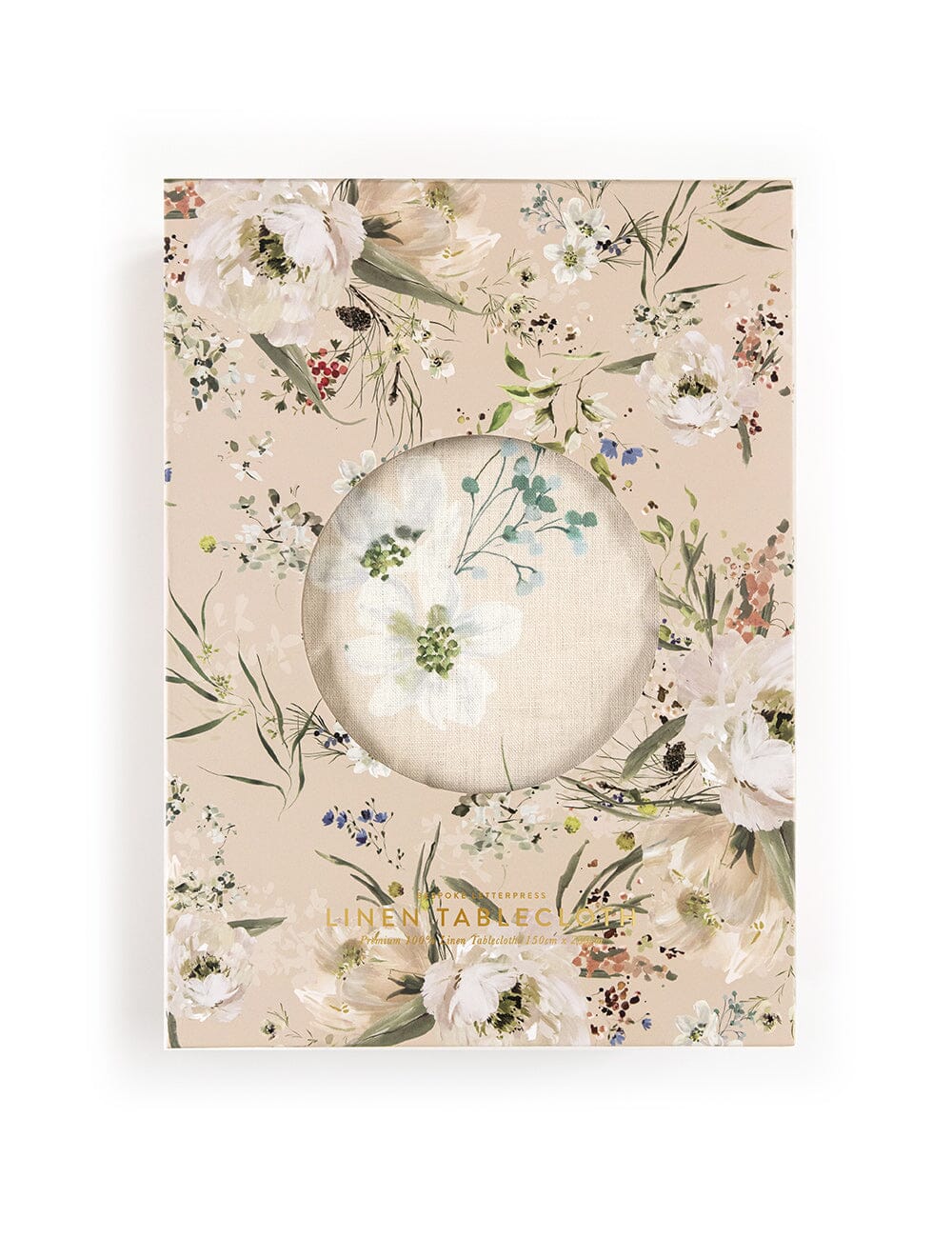 Bespoke Letterpress - Summer Peonies Linen Tablecloth - The Flower Crate