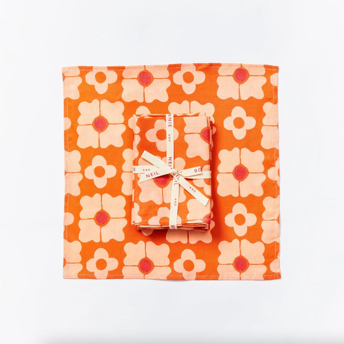 Bonnie and Neil - Carnation Orange Linen Napkin - The Flower Crate