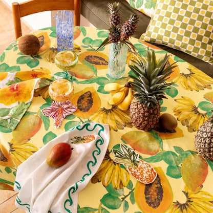 Bonnie &amp; Neil Fruit Salad Yellow Tablecloth - The Flower Crate