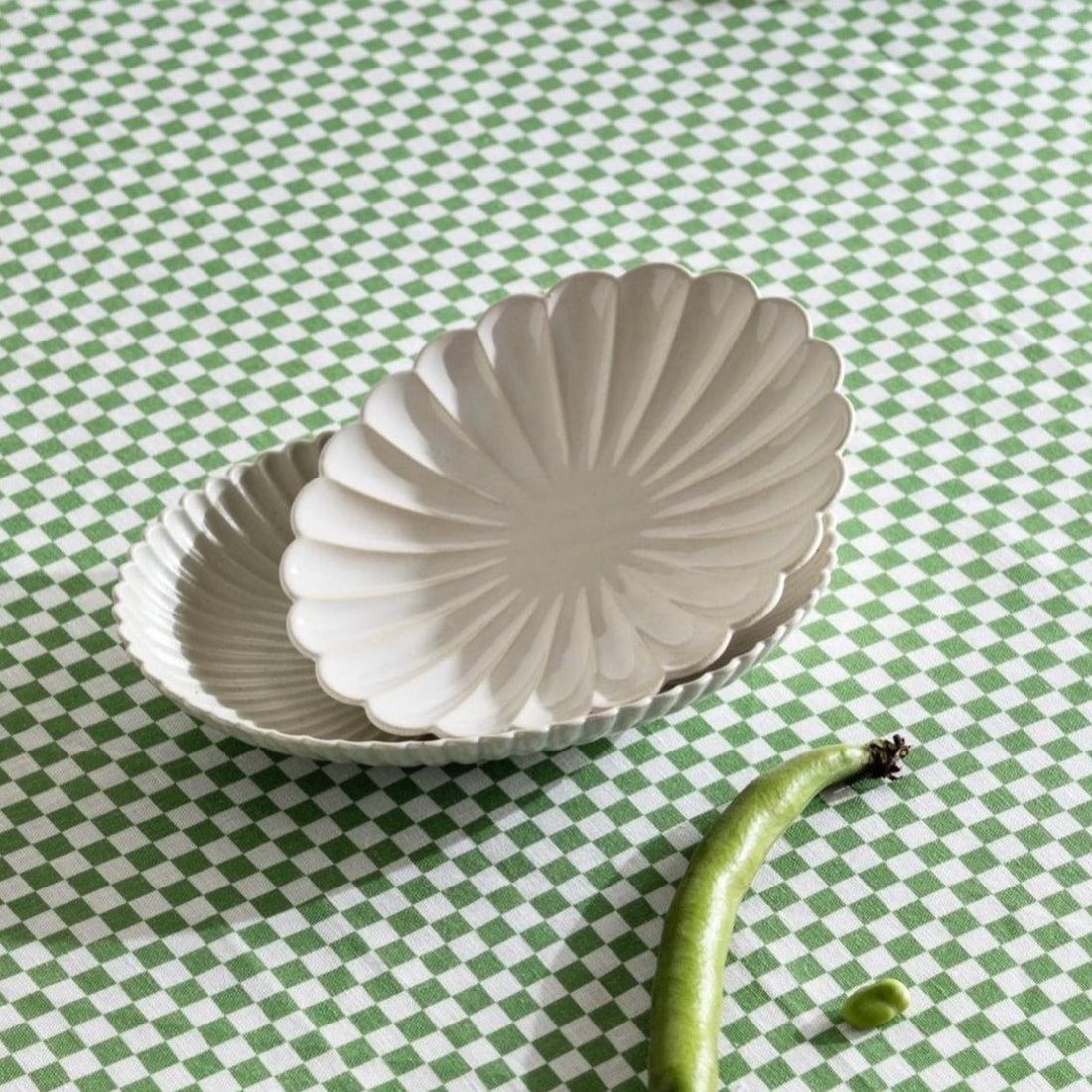 Bonnie &amp; Neil - Tiny Checkers Tablecloth, Leaf - The Flower Crate