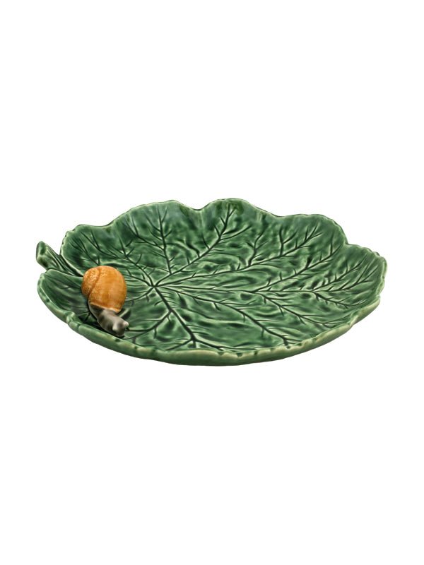 Bordallo Pinheiro - Geranium Leaf Platter w/ Snail - The Flower Crate