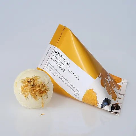 Botanical Skincare - Bath Bomb, Sweet Orange &amp; Calendula - The Flower Crate