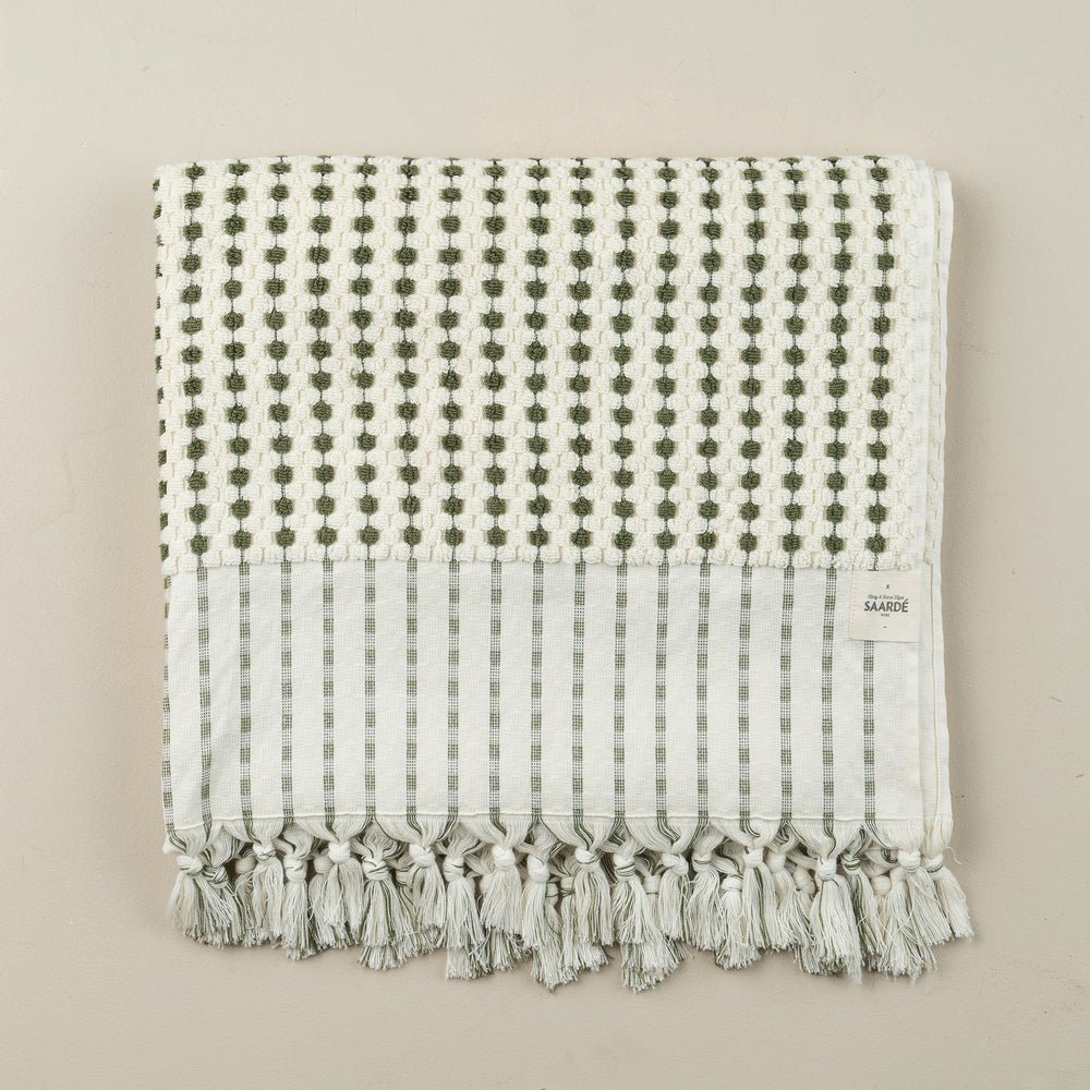Chickpea Bath Towel Collection - Natural/Olive - The Flower Crate