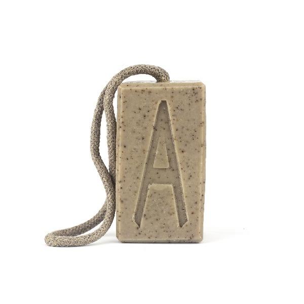 Aermeda soap on a rope - walnut and coffee scrub