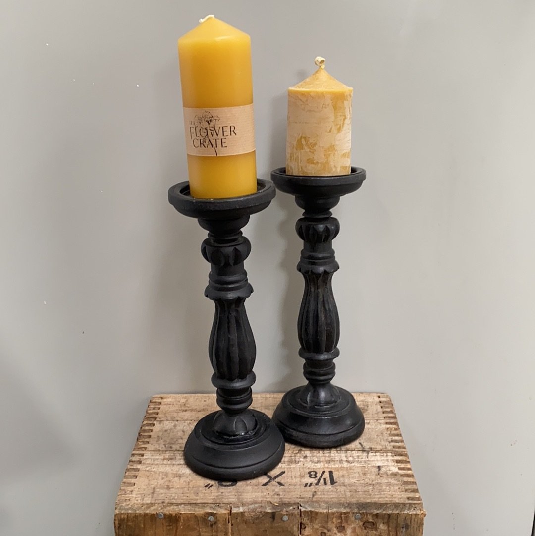 Detailed Wooden Candlestick - The Flower Crate