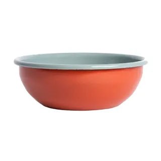 Dishy Enamelware Bowl - Red &amp; Duck Egg - The Flower Crate
