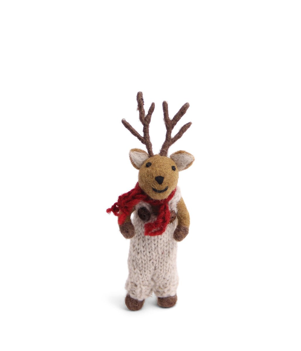 En Gry &amp; Sif - Small Brown Deer With Scarf - The Flower Crate