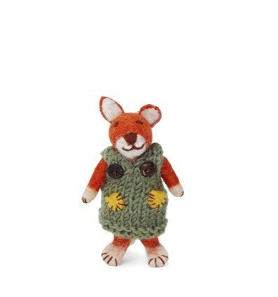 En Gry &amp; Sif - Small Girly Fox With Green Dress - The Flower Crate