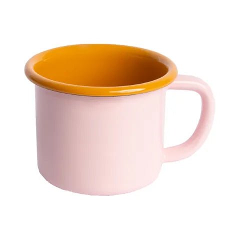 Enamelware 400mL Mug - Pink &amp; Mustard - The Flower Crate