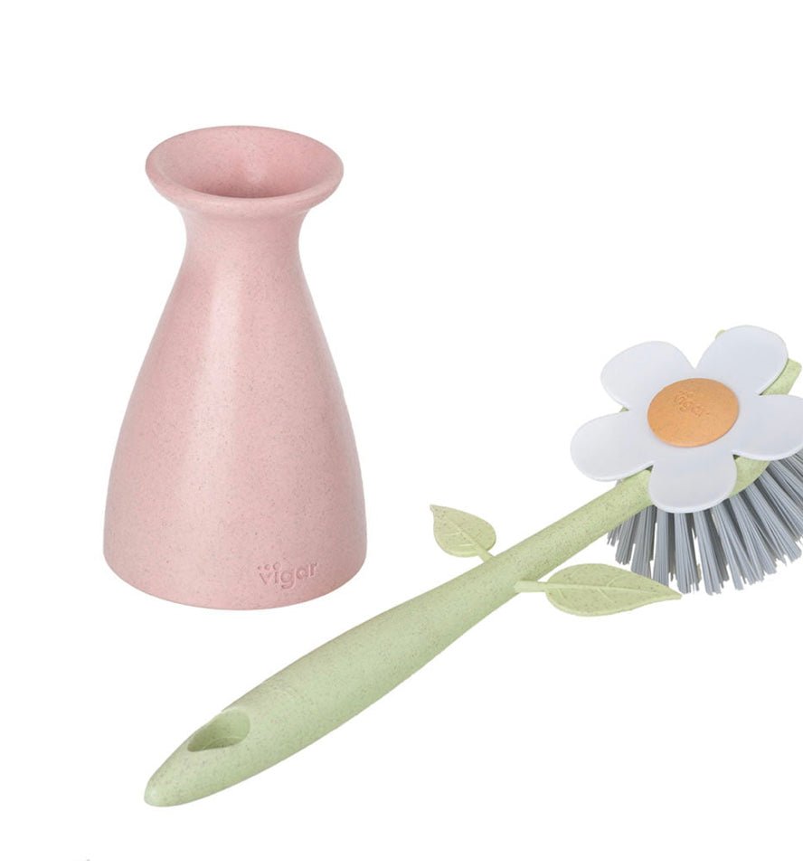 Florganic Dish Brush With Vase - The Flower Crate