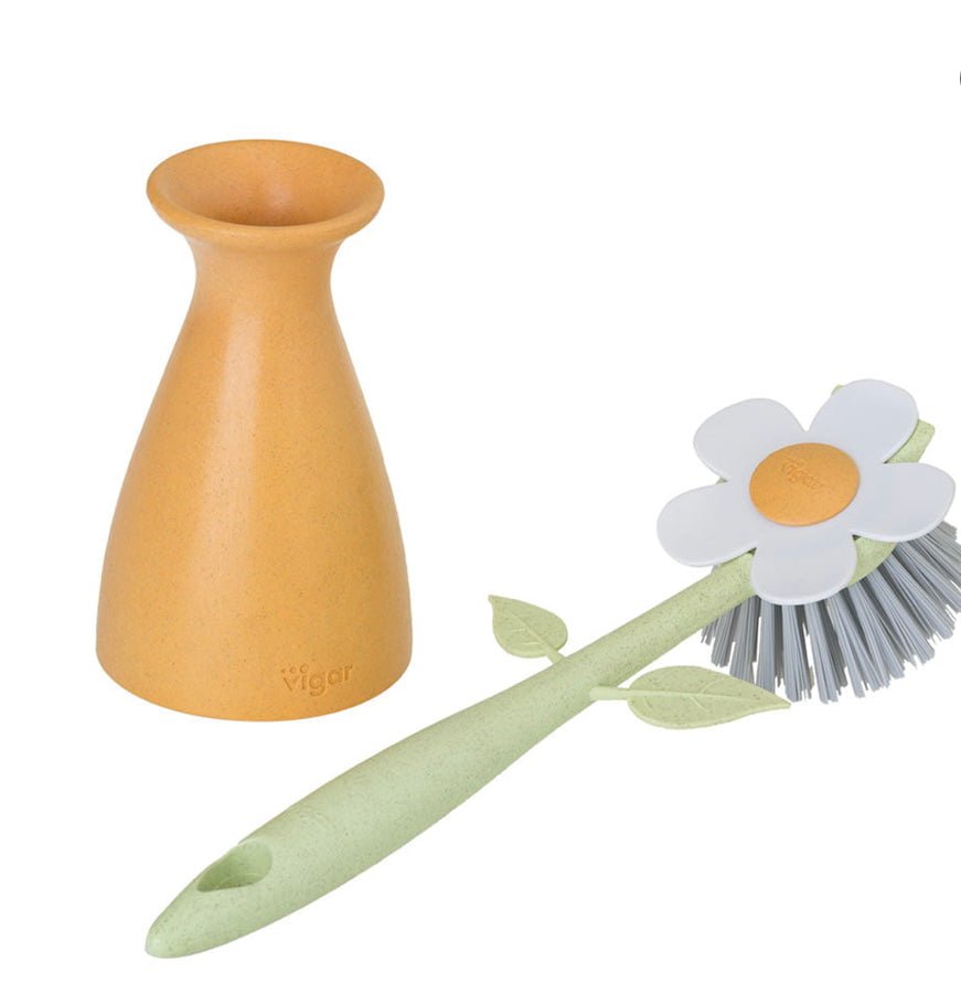 Florganic Dish Brush With Vase - The Flower Crate