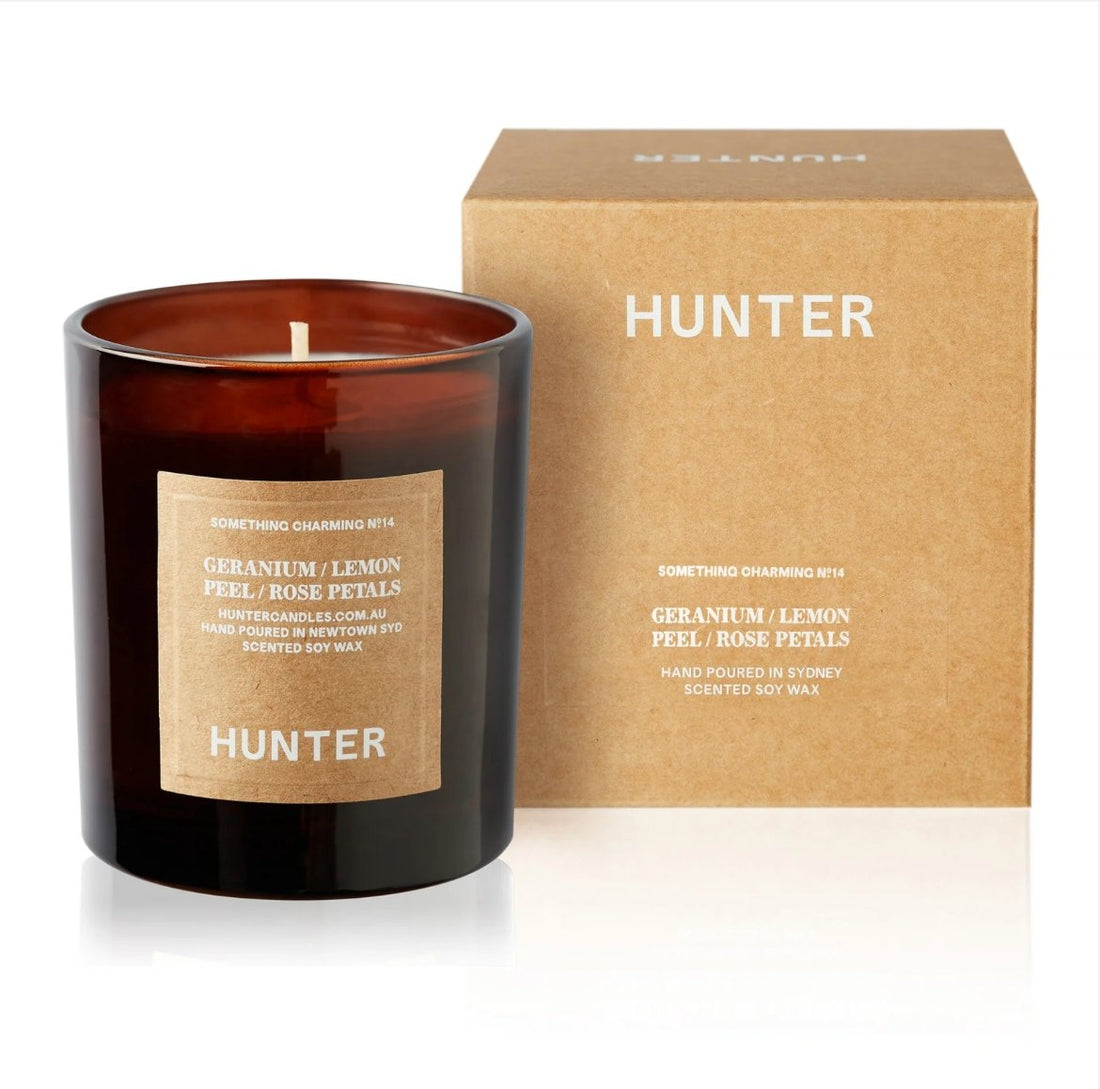 Hunter Candles - Something Charming, Geranium, Lemon Peel + Rose Petals - The Flower Crate