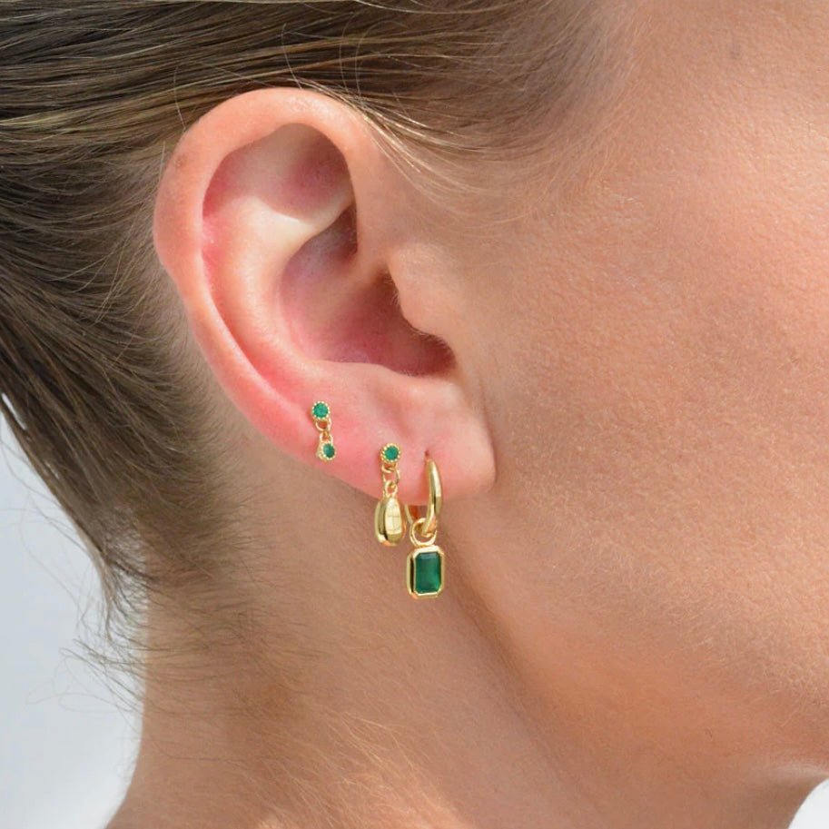 Linda Tahija - Alga Earrings Green Onyx - The Flower Crate