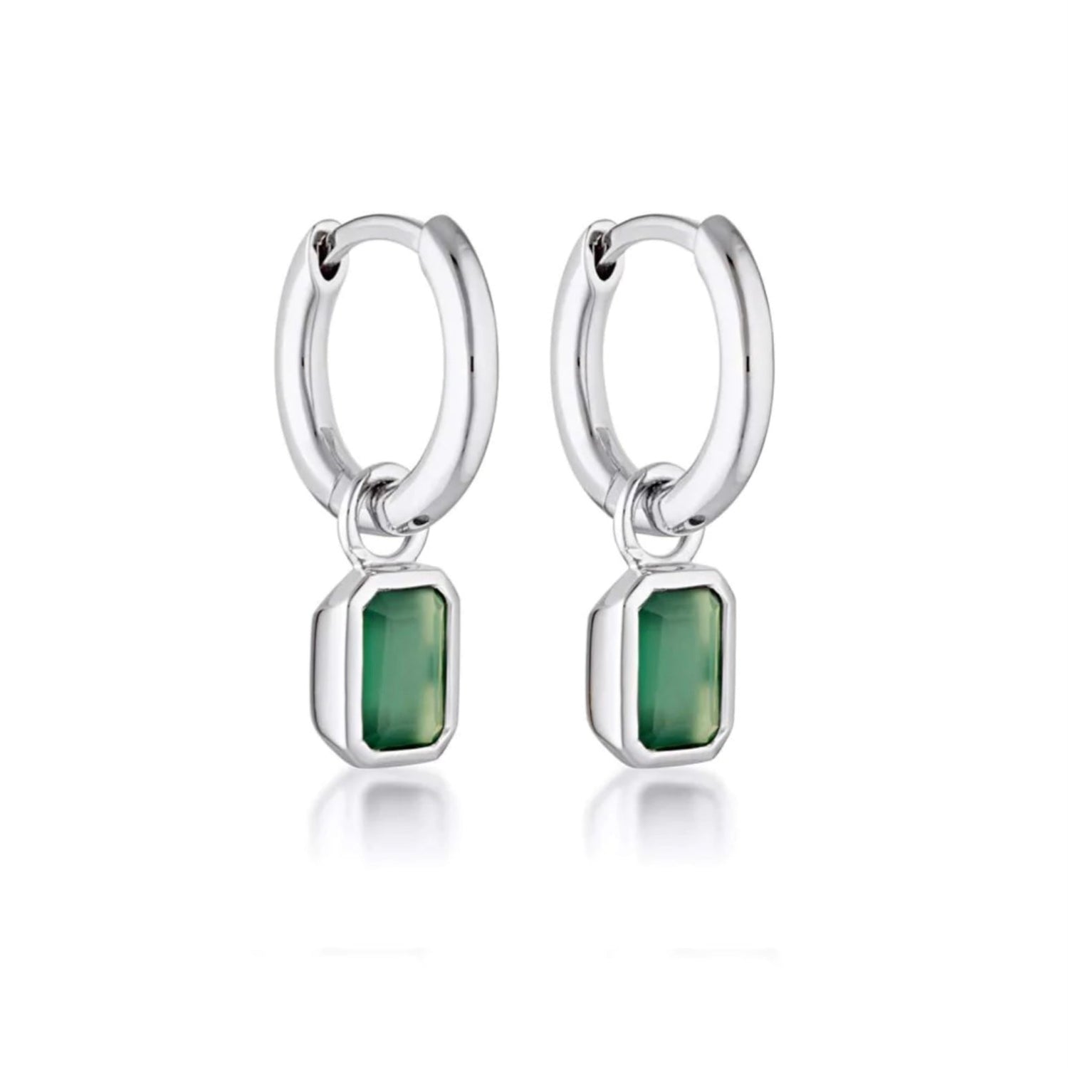 Linda Tahija - Gemme Huggie Earrings Green Onyx - The Flower Crate