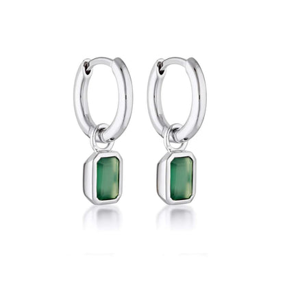 Linda Tahija - Gemme Huggie Earrings Green Onyx - The Flower Crate