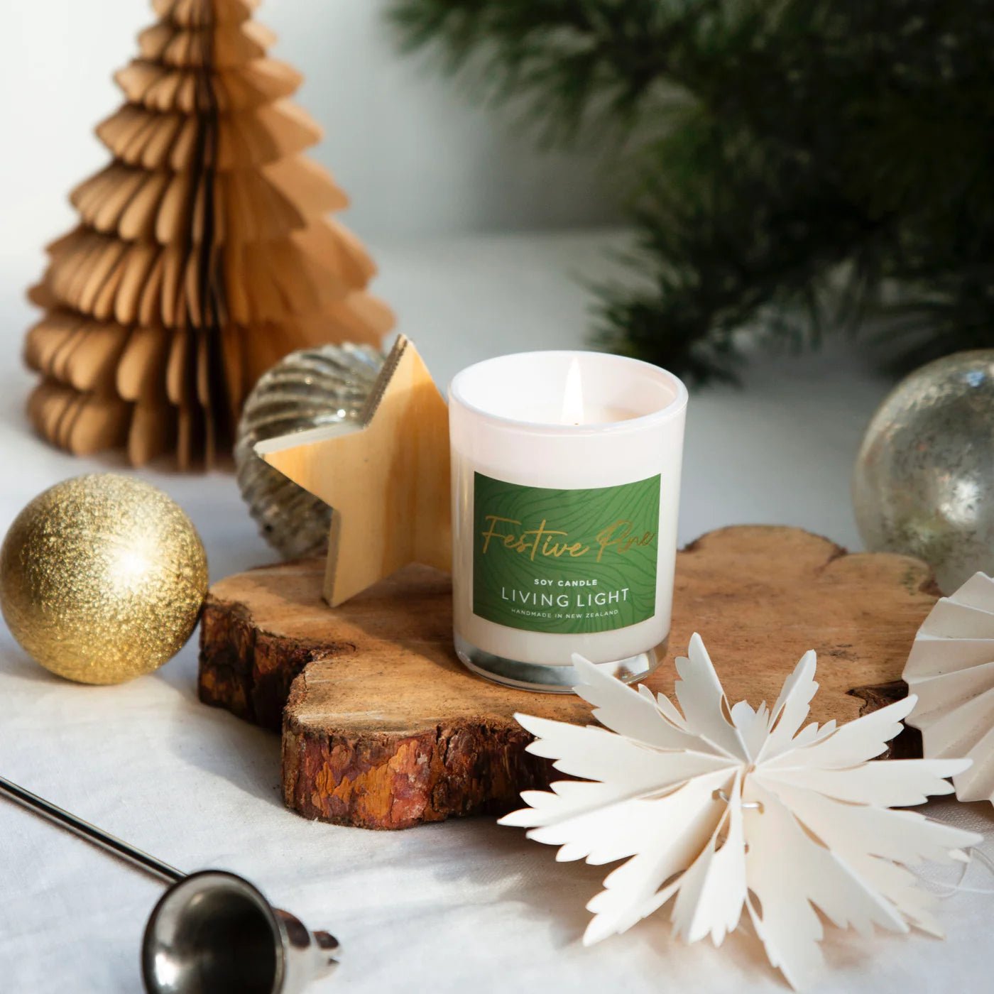 Living Light - Festive Pine Soy Candle - The Flower Crate